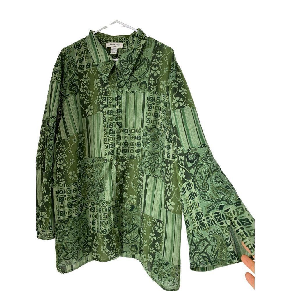 Women’s Judith Hart 2 Piece Skirt Set Green Size 22W 5467 Asian Theme Wrap - Picture 2 of 10